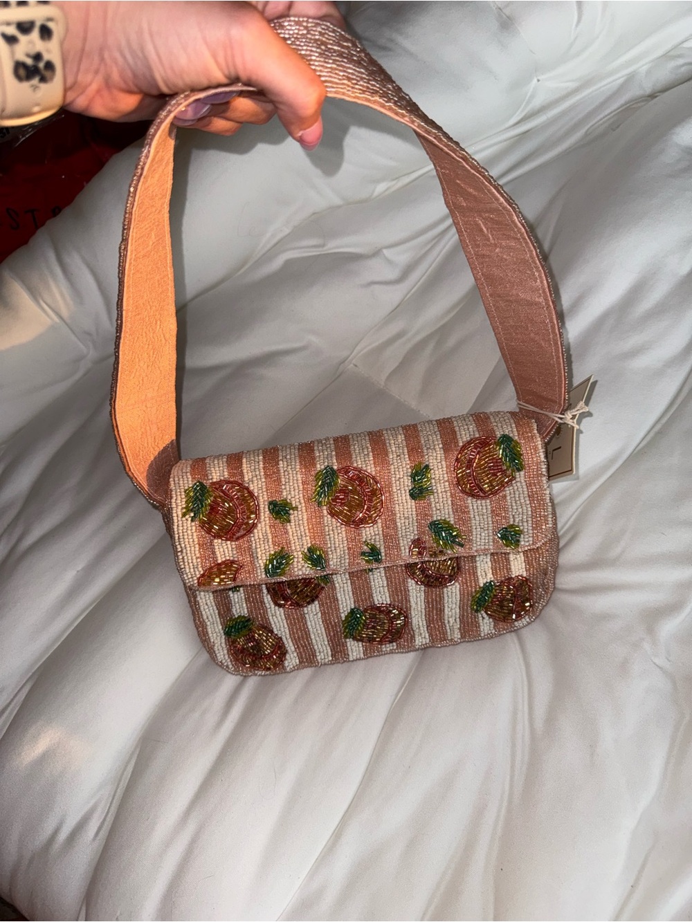 Peaches Beaded Shoulder Bag Handmade in India New with Tags - Picture 4 of 15